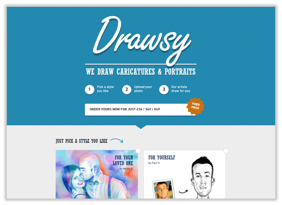 Drawsy – bespoke caricatures and portraits platform