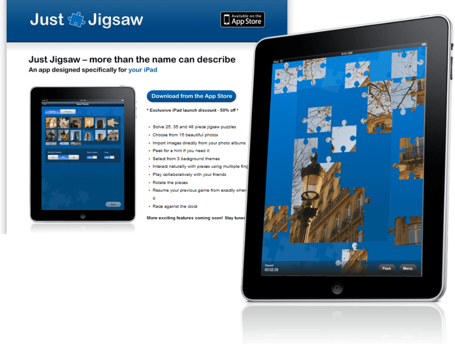Just Jigsaw – puzzle app for iPad