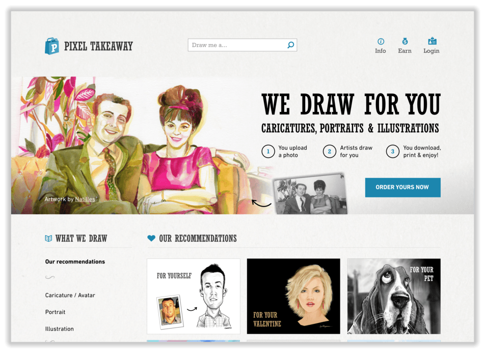 Pixel Takeaway marketplace for custom art