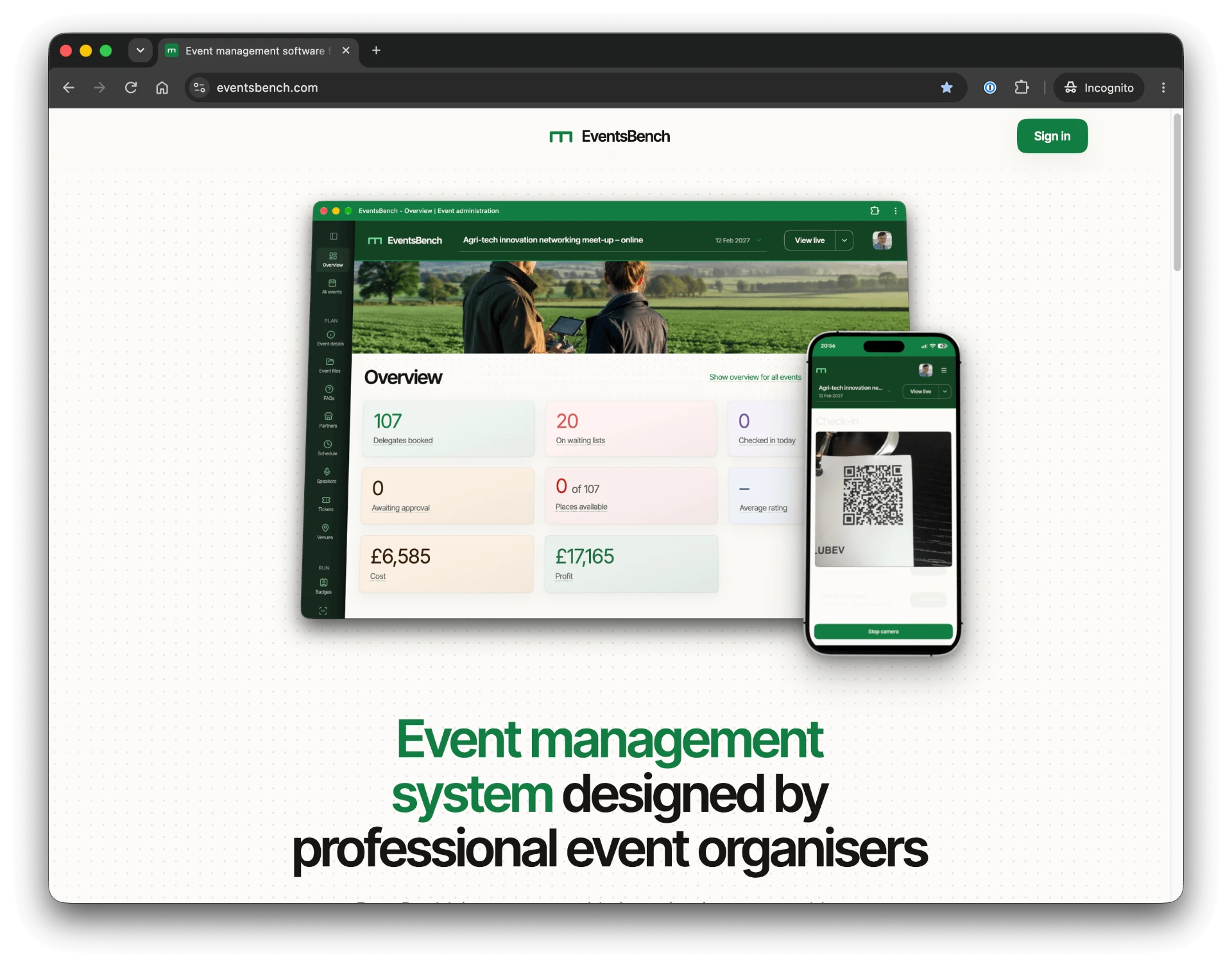 EventsBench – event management system for event organisers