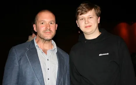 Sergei Golubev standing next to Jonathan Ive at the Objectified documentary premiere in London, 2009