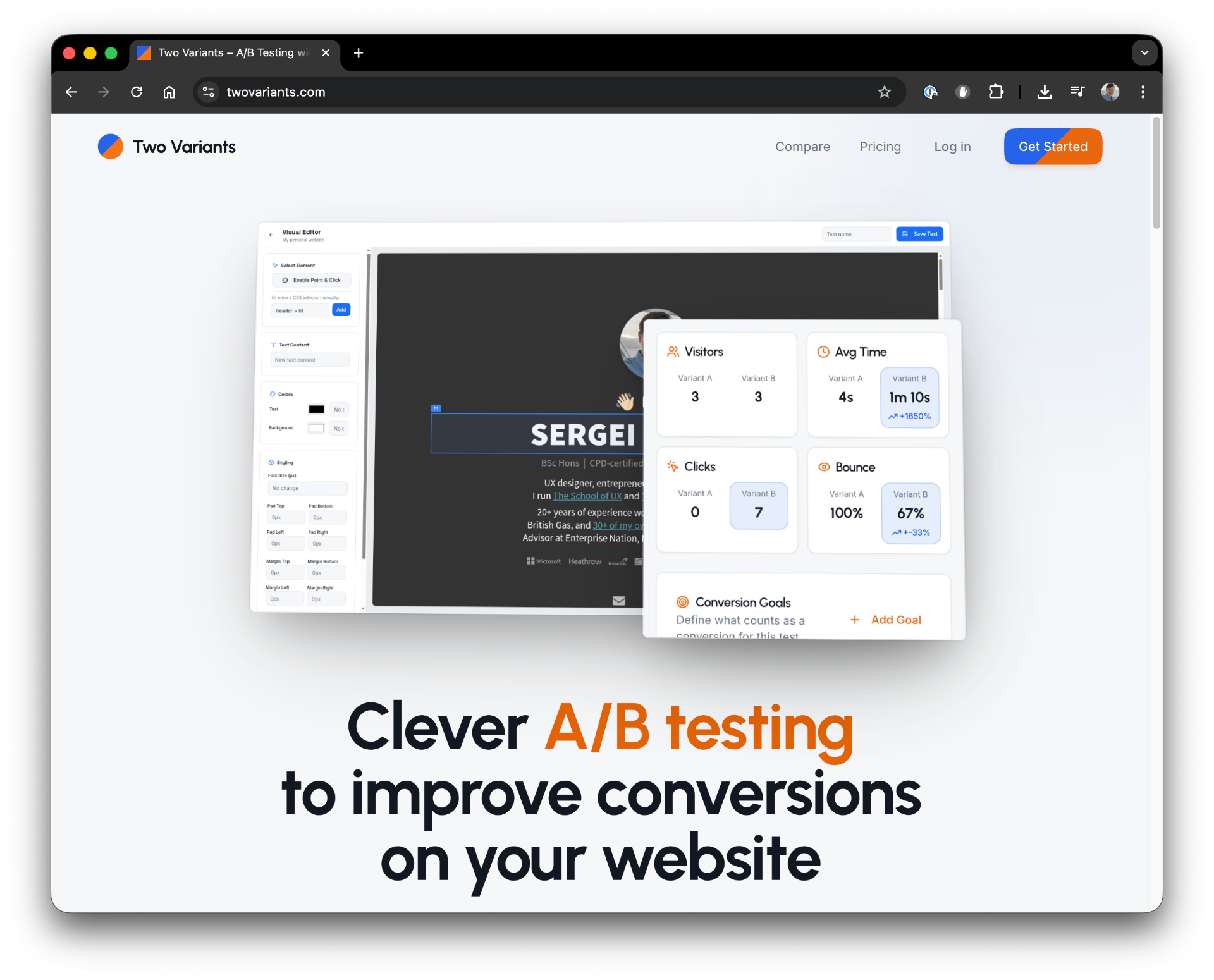 Two Variants – A/B testing platform